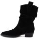 3. Black Ruched Leather Cowboy Ankle Boots for Women Sergio Leone BT-16-S