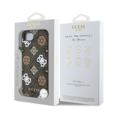 8. Guess PU 4G Peony case with MagSafe for iPhone 16e - brown