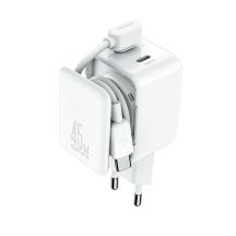 Joyroom JR-TCL05 45W GaN Wall Charger with Cable Organizer - White