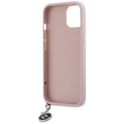 7. Karl Lagerfeld Saffiano Rhinestones & Charm case for iPhone 15 / 14 / 13 - pink
