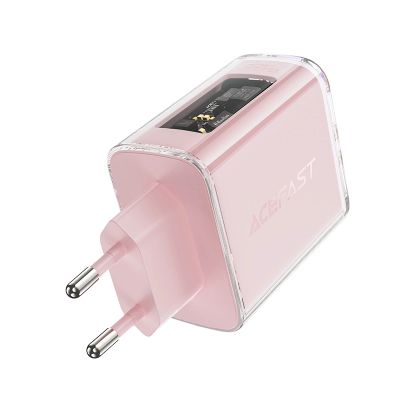 10. Acefast charger GaN 65W 3 ports (1xUSB, 2xUSB C) pink (A45)