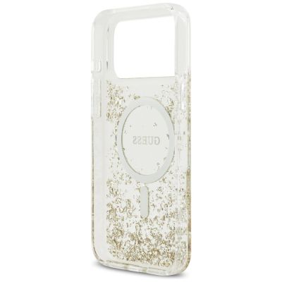 7. Guess Resin Bottom Glitter MagSafe Case for iPhone 17 Pro Max - Gold