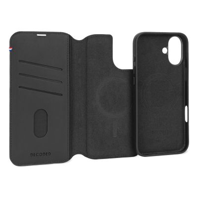 7. MagSafe Compatible Protective Leather Case for iPhone 16, Black