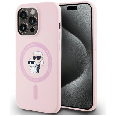 Karl Lagerfeld Silicone Karl&Choupette MagSafe Case for iPhone 14 Pro Max - Pink