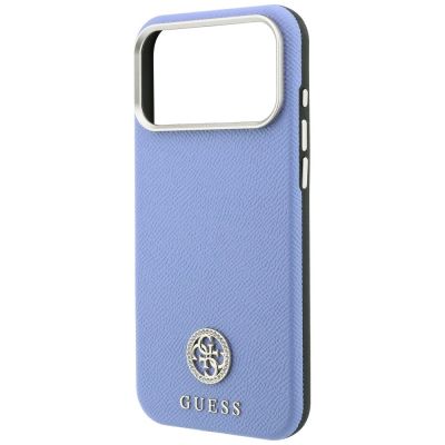 6. Guess Grained Round Strass Logo MagSafe Case for iPhone 18 Pro Max / 17 Pro Max - Blue