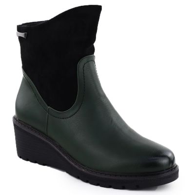Women's suede wedge boots green M.Daszyński 2510