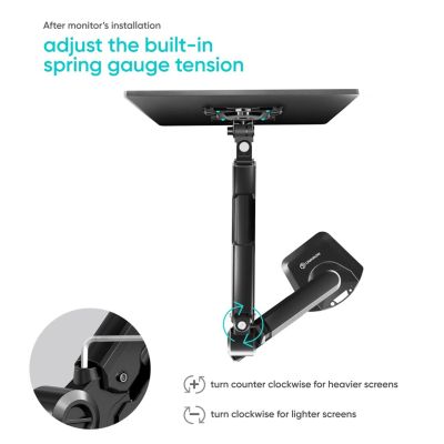 8. ONKRON G90-B Tilt and swivel desk mount for 13"-34" monitors, max 10 kg, with rotation, black