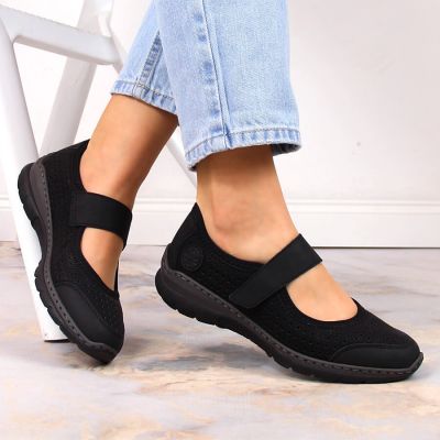 6. Comfortable Rieker W RKR575 openwork shoes, black