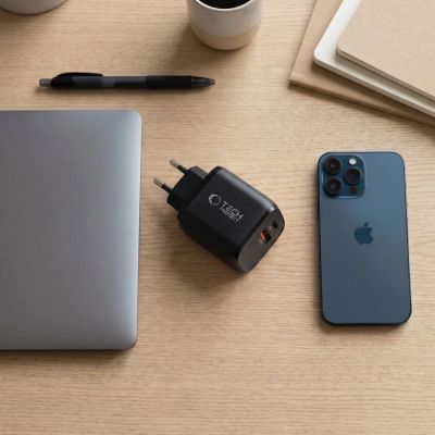 6. Tech-Protect NCA65W-GAN PD 65W / QC3.0 2-Ports Wall Charger - Black