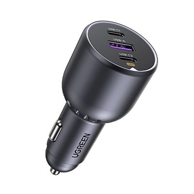 Ugreen EC705 130 W car charger, 2x USB-C, 1x USB-A – grey