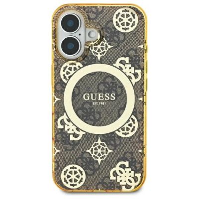 3. Guess IML Peony On 4G Background MagSafe iPhone 16 Case - Brown