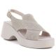 Women's beige leather platform sandals S.Barski 7005