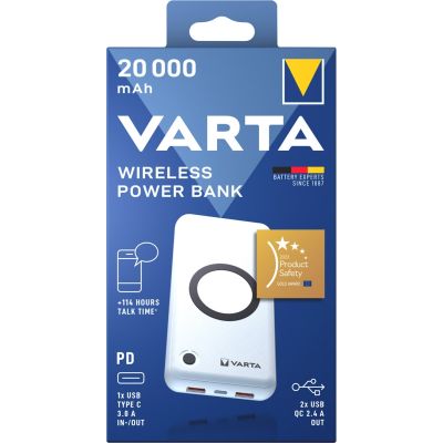 8. Varta 57909 101 111 Power Bank Lithium Polymer (LiPo) 20000 mAh Wireless Charging White