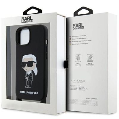 7. Karl Lagerfeld KLHCP15SSCBSKNK iPhone 15 6.1" hardcase black/black Crossbody Silicone Ikonik