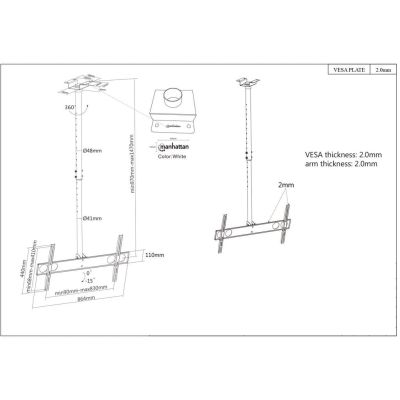 5. Manhattan 423625 Monitor Mount/Stand 177.8 cm (70") Wall Black