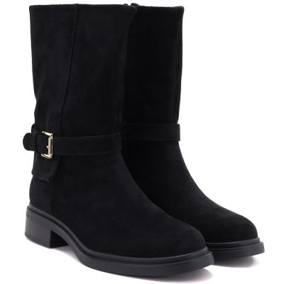4. Women’s Lined Suede Ankle Boots, Black Officer Boots Potocki SH96312