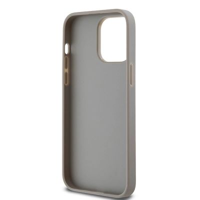 7. DKNY Leather Mono Stripe & Metal Logo case for iPhone 14 Pro Max - beige