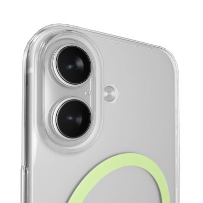 7. Puro Lite Mag TPU+PC Case Compatible with MagSafe for iPhone 17 - Transparent with Green Ring