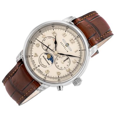 2. Men’s ZEPPELIN LZ121 Mediterranee Moonphase Watch 9636-5 + BOX