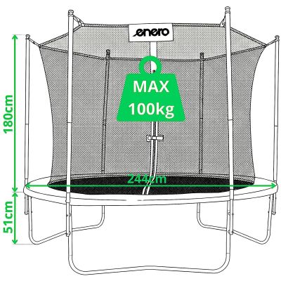 17. FOLDABLE GARDEN TRAMPPOLINE WITH INNER NET 8FT 244CM ENERO