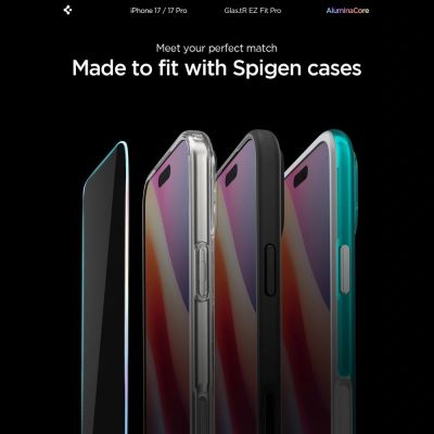 12. Spigen Glas.TR EZ Fit Pro Tempered Glass for iPhone 16 Pro / 17 / 17 Pro - Transparent