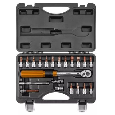 6. Neo Tools 1/4" Reversible Torque Wrench, 5-25NM, 21-piece set