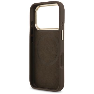7. Guess 4G Logo Plate MagSafe case for iPhone 17 Pro - brown