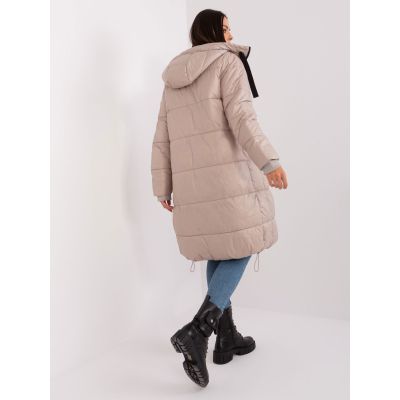 5. Women's beige quilted winter jacket SUBLEVEL knee-length (D50048X44518B3)