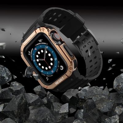 6. Protect Strap Band for Apple Watch 38/40/41mm Armored Case Strap - Black, Rose Gold