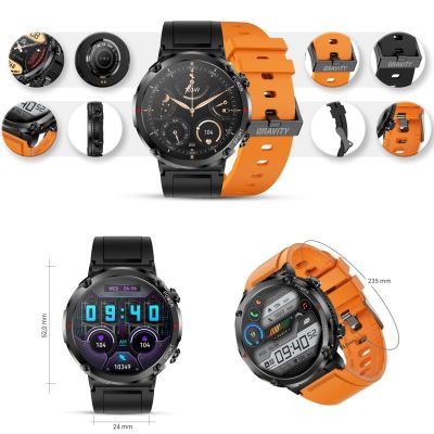 10. Gravity GT21-2 Smartwatch + Orange Silicone Strap
