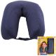 TRAVEL BLUE CRESCENT-SHAPED TRAVEL PILLOW WITH NATURAL GOOSE FEATHERS