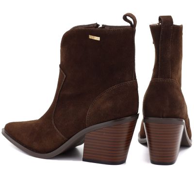 4. Women's leather ankle boots, insulated, brown cowboy boots, Big Star SS274473