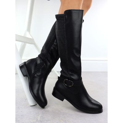 3. Women's boots with a decorative strap on the block, black Filippo 7437