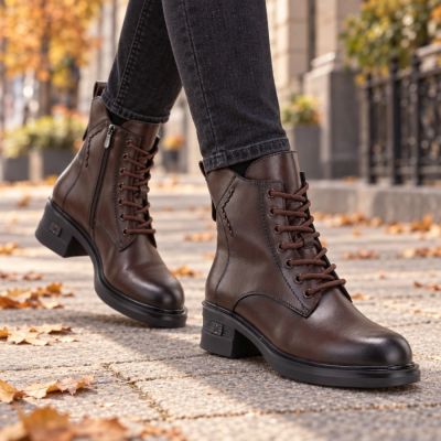8. Brown Women’s Leather Ankle Boots Vinceza 86444