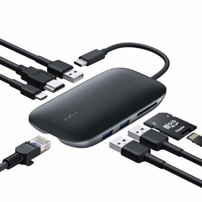 AUKEY HUB USB C CB-C71 8IN1 RJ45 HDMI 4K PD 100W