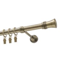Single Curtain Rod Ø 19 mm Antique Brass 240 cm CAPRI with Rings KOWALSKI