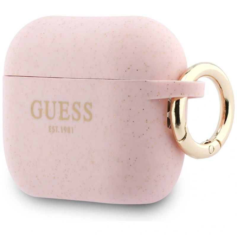 3. Guess Silicone Glitter Ring Case for AirPods Pro 3 - Pink