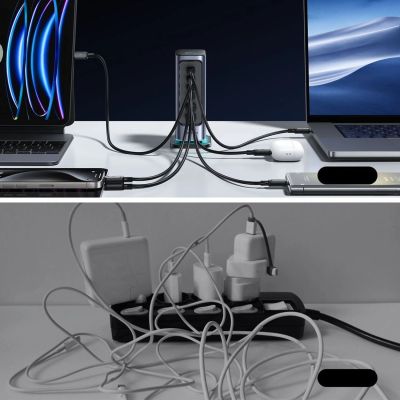 10. Joyroom JR-TCM02 GaN 65W charger charging station 4xUSB-C 2xUSB-A UK plug - gray