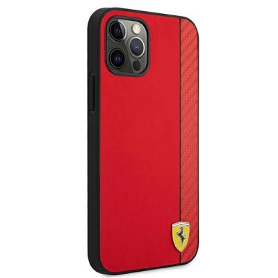 4. Ferrari FESAXHCP12LRE iPhone 12 Pro Max 6.7" red/red hardcase On Track Carbon Stripe