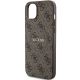 6. Guess 4G Collection Leather Metal Logo MagSafe Case for iPhone 15 Plus / 14 Plus - Brown