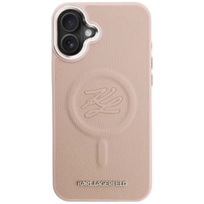3. Karl Lagerfeld Initial & Metal Logo MagSafe Case for iPhone 16 Plus - Pink