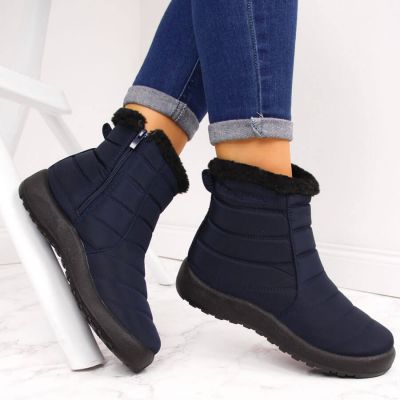 9. NEWS W EVE181B waterproof zipper snow boots navy blue 
