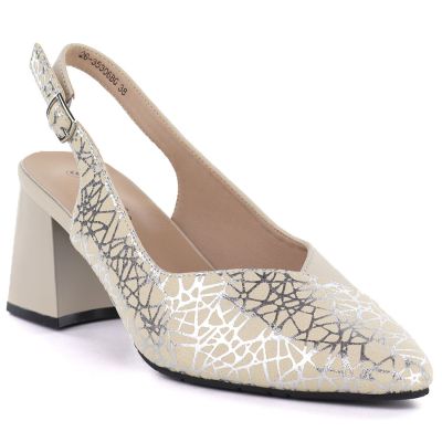 Beige leather pumps with strap Cambell 35306