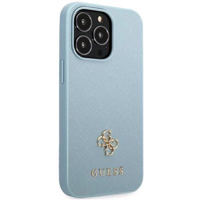 4. Guess Saffiano 4G Small Metal Logo Case for iPhone 13 Pro / 13 - Blue