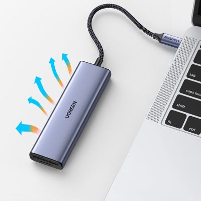 4. HUB Ugreen CM511 20956A 6in1 USB-C - HDMI / 3x USB-A 3.0 / SD/TF card reader - gray