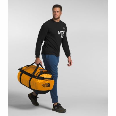 6. The North Face Base Camp Duffel L Sports Bag 95L Polyester Black, Yellow
