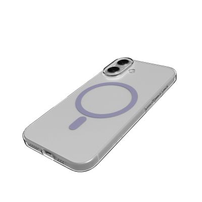 9. Puro Lite Mag TPU+PC Case Compatible with MagSafe for iPhone 17 - Transparent with Pink Ring
