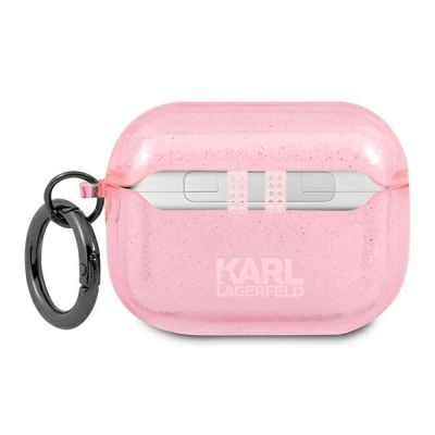 2. Karl Lagerfeld Glitter Karl's Head Case for AirPods Pro - Pink