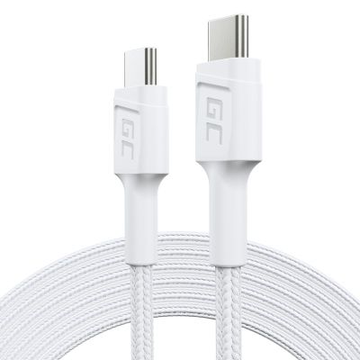 GREEN CELL CABLE KABGC29W GC POWERSTREAM USB-C - USB-C 200CM, POWER DELIVERY 60W, ULTRA CHARGE, QC 3.0, WHITE