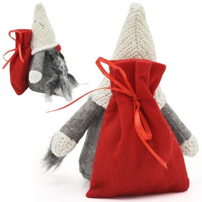 11. DECORATIVE SANTA CLAUS WITH GIFT BAG 15CM DARK GRAY